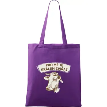 Pro mě je králem zvířat kráva - Taška bavlněná - 42 x 38 cm ( Fialová )