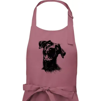 Kuchyňská zástěra Černobílá karikatura Labrador tmavý - Pánská zástěra na vaření - Univerzální velikost ( Starorůžová )
