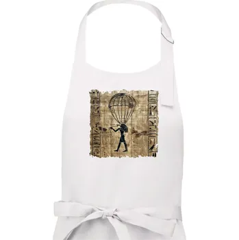 Kuchyňská zástěra Egyptské hieroglyfy parašutista - Pánská zástěra na vaření - Univerzální velikost ( Bílá )