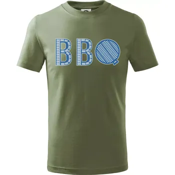 BBQ nápis - Tričko dětské bavlněné - 104-110cm / 3-4 roky ( Khaki )