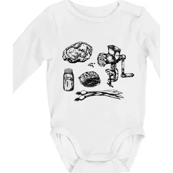 Kojenecký body Maso a mlýnek - Body kojenecké s dlouhým rukávem - Dlouhý r. do 3 měs ( Bílá )