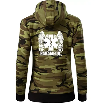 Dámská mikina Paramedic - Dámská mikina trendy zipper s kapucí - XS ( Zelený maskáč )