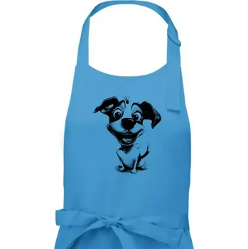 Kuchyňská zástěra Černobílá karikatura Jack Russell teriér - Dámská zástěra na vaření - Univerzální velikost ( Světlý tyrkys )