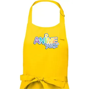 Kuchyňská zástěra Anime nápis duhový - Pánská zástěra na vaření - Univerzální velikost ( Žlutá )