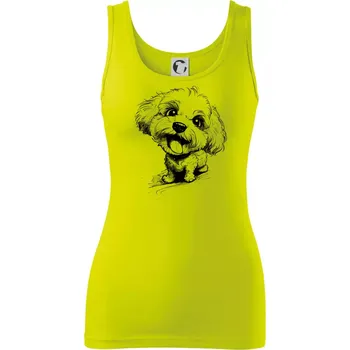 Černobílá karikatura Bišonek - Dámské tílko - S ( Limetková )