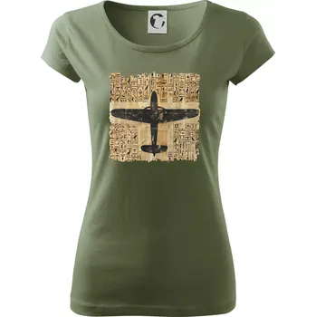 Egyptské hieroglyfy letadlo - Dámské triko Pure - XS ( Khaki )