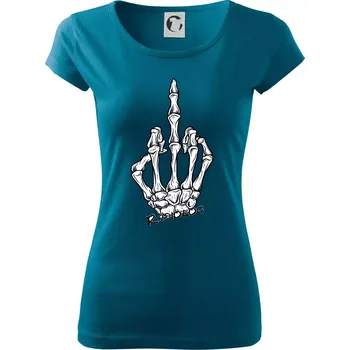 Dámské tričko Radiolog prostředníček - Dámské triko Pure - M ( Petrolejová )