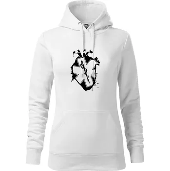 Dámská mikina Zdravotnické srdce - Mikina dámská Cape s kapucí - M ( Bílá )