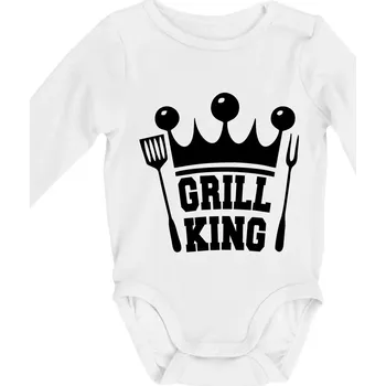 Grilování - Grill King - Body kojenecké s dlouhým rukávem - Dlouhý r. do 3 měs ( Bílá )
