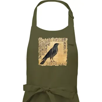 Kuchyňská zástěra Egyptské hieroglyfy pták - Pánská zástěra na vaření - Univerzální velikost ( Khaki )