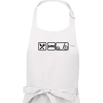 Kuchyňská zástěra Eat sleep koloběžka velké a malé kolo - Pánská zástěra na vaření - Univerzální velikost ( Bílá )