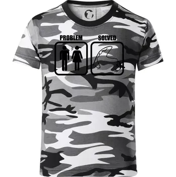 Chlapecké tričko Problém rybaření - Dětské maskáčové triko - 104-110cm / 3-4 roky ( Šedý maskáč )