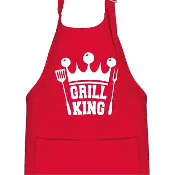 Kuchyňská zástěra Grilování - Grill King - Dětská zástěra na vaření - Univerzální velikost ( Červená )