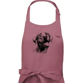 Kuchyňská zástěra Černobílá karikatura Labrador světlý - Dámská zástěra na vaření - Univerzální velikost ( Starorůžová )