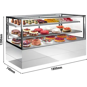 Vinotéka G.Gastro Cukrárenský pult 1,8 m - 2 police - přední sklo hranaté (LED)