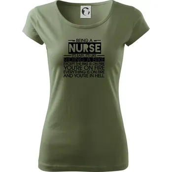 Dámské tričko Being a nurse - bike - Dámské triko Pure - XL ( Khaki )