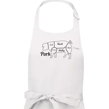 Kuchyňská zástěra Prase nákres rozřezání - Pánská zástěra na vaření - Univerzální velikost ( Bílá )