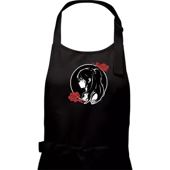 Kuchyňská zástěra Anime dívka - Pánská zástěra na vaření - Univerzální velikost ( Černá )