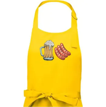 Kuchyňská zástěra Pivo a klobása - Dámská zástěra na vaření - Univerzální velikost ( Žlutá )