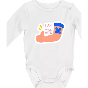 I am vaccinated - Body kojenecké s dlouhým rukávem - Dlouhý r. do 3 měs ( Bílá )