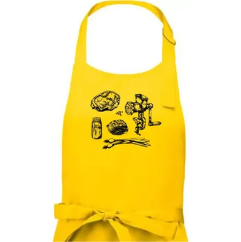 Kuchyňská zástěra Maso a mlýnek - Dámská zástěra na vaření - Univerzální velikost ( Žlutá )