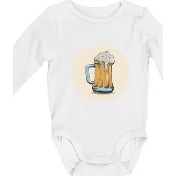 Kojenecký body Pivečko ke grilu - Body kojenecké s dlouhým rukávem - Dlouhý r. do 3 měs ( Bílá )