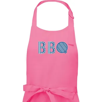 Kuchyňská zástěra BBQ nápis - Pánská zástěra na vaření - Univerzální velikost ( Růžová )