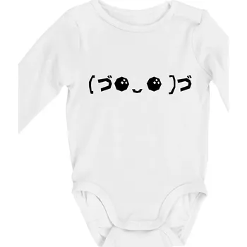 Veselý kaomoji - Body kojenecké s dlouhým rukávem - Dlouhý r. do 3 měs ( Bílá )