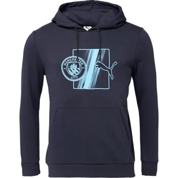 Pánská móda Pánská mikina Puma MANCHESTER CITY FC FTBLCULTURE HOODIE L Tmavě modrá, Světle modrá