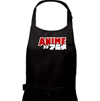 Kuchyňská zástěra Anime nápis červený - Pánská zástěra na vaření - Univerzální velikost ( Černá )