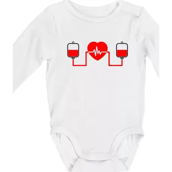 Kojenecký body Zdravotnická výměna krve - Body kojenecké s dlouhým rukávem - Dlouhý r. do 3 měs ( Bílá )