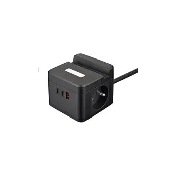 Viking síťový adaptér YC23H, 2x 230 V, 1x USB-A, 2x USB-C, dotykové světlo, funkce stojánku, černá