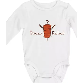 Döner Kebab - Body kojenecké s dlouhým rukávem - Dlouhý r. do 3 měs ( Bílá )