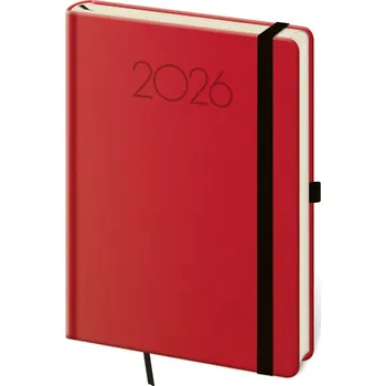 Diář Týdenní diář 2026 Helma A5 - New Praga červený s gumičkou