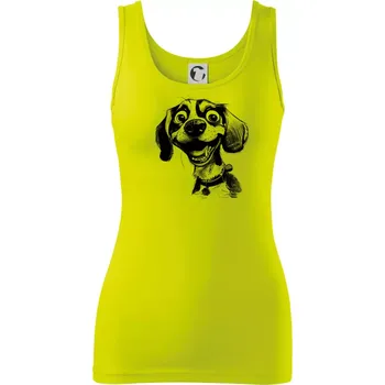 Dámské tričko Černobílá karikatura bígl - Dámské tílko - XS ( Limetková )