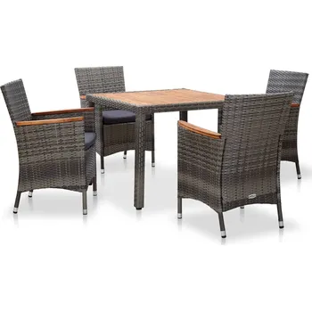 Zahradní sestava Nábytek XL 5dílný zahradní jídelní set s poduškami polyratan šedý 46085