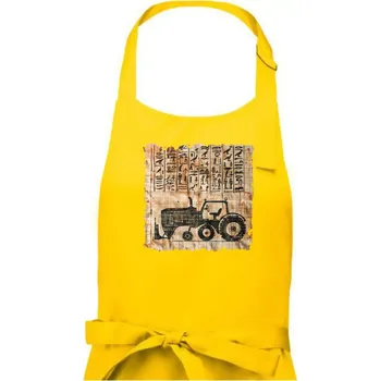 Kuchyňská zástěra Egyptské hieroglyfy traktor - Dámská zástěra na vaření - Univerzální velikost ( Žlutá )