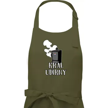 Kuchyňská zástěra Král udírny - Pánská zástěra na vaření - Univerzální velikost ( Khaki )