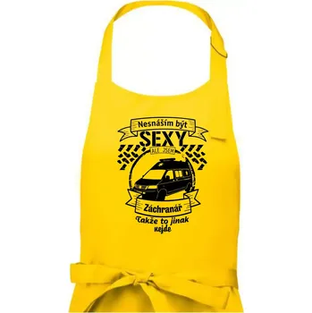 Kuchyňská zástěra Nesnáším být sexy záchranář - Pánská zástěra na vaření - Univerzální velikost ( Žlutá )