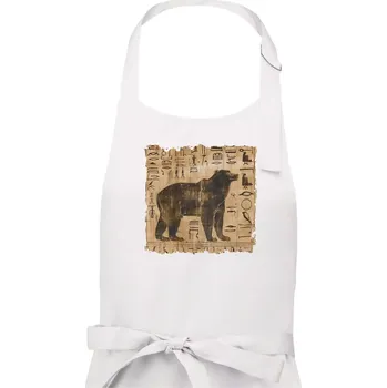 Kuchyňská zástěra Egyptské hieroglyfy medvěd - Dámská zástěra na vaření - Univerzální velikost ( Bílá )