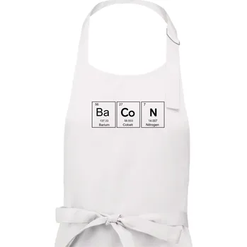 Kuchyňská zástěra Bacon - periodická tabulka - Pánská zástěra na vaření - Univerzální velikost ( Bílá )