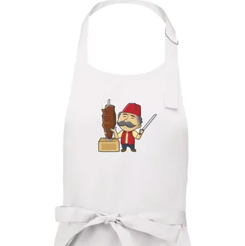 Kuchyňská zástěra Kebab kuchař - Dámská zástěra na vaření - Univerzální velikost ( Bílá )