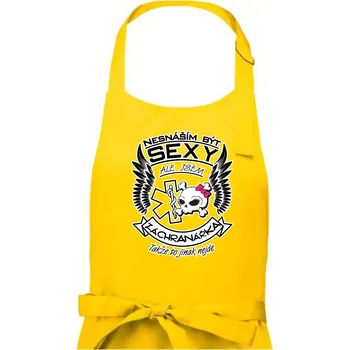 Kuchyňská zástěra Nesnáším být sexy záchranářka - Dámská zástěra na vaření - Univerzální velikost ( Žlutá )