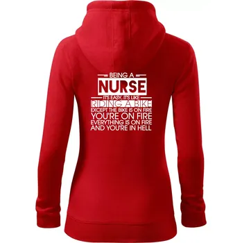 Dámská mikina Being a nurse - bike - Dámská mikina trendy zipper s kapucí - XS ( Červená )