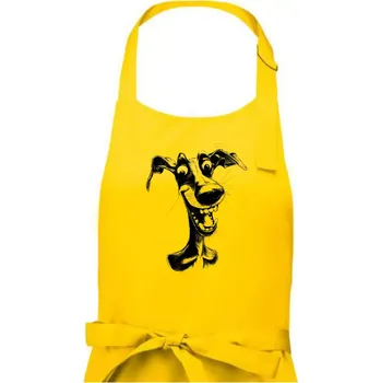 Kuchyňská zástěra Černobílá karikatura chrt - Pánská zástěra na vaření - Univerzální velikost ( Žlutá )