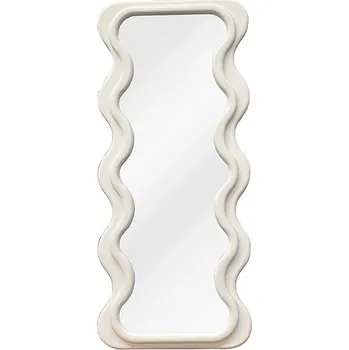 Zrcadlo Designové art deco nástěnné obdélníkové zrcadlo Swan s rámem v bílé barvě se zvlněnými bočními stranami 160 cm