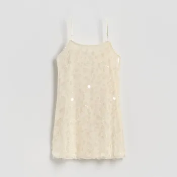 Dámské šaty Reserved - Flitrové mini šaty - pšeničná - 048GG-12X - 048GG-12X-XL