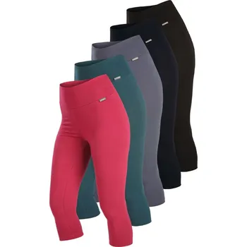 Dámské legíny Bavlněné 3/4 legíny s vysokým pasem Černá L