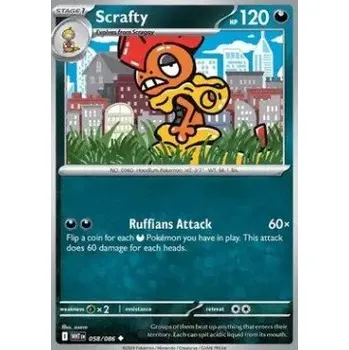 Volný čas Pokémon WHT 058/086 Scrafty - White Flare Stav: Near Mint, Verze: NORMAL
