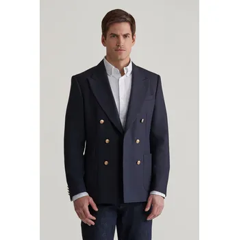 SAKO GANT SLIM DB HOPSACK CLUB BLAZER EVENING BLUE